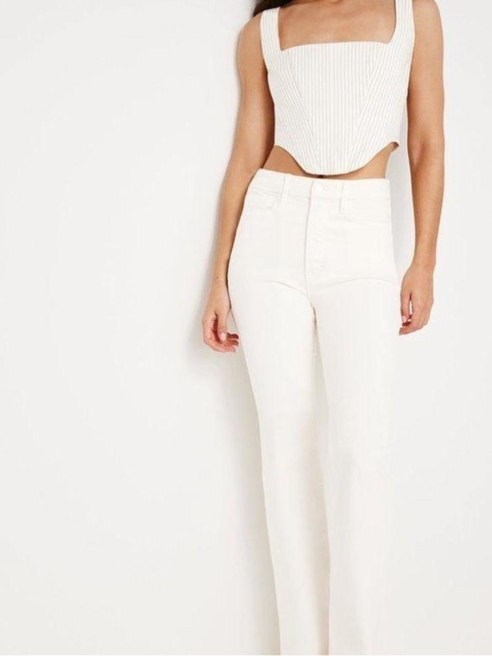 Nwt Good American Cream Boot-Cut Jeans
